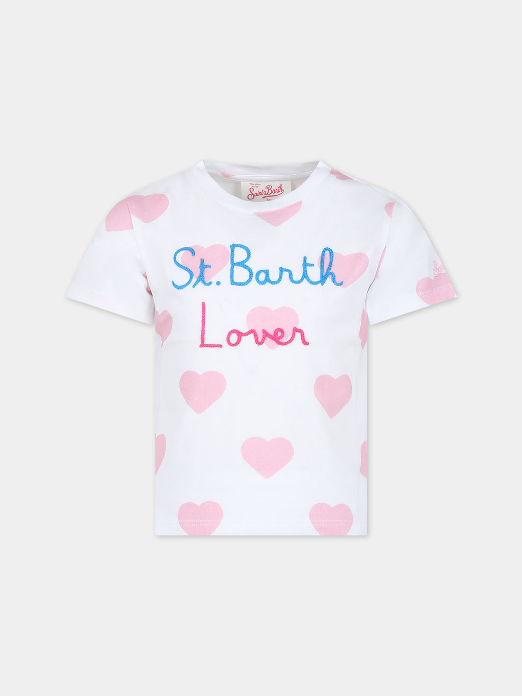 White t-shirt for girl with hearts